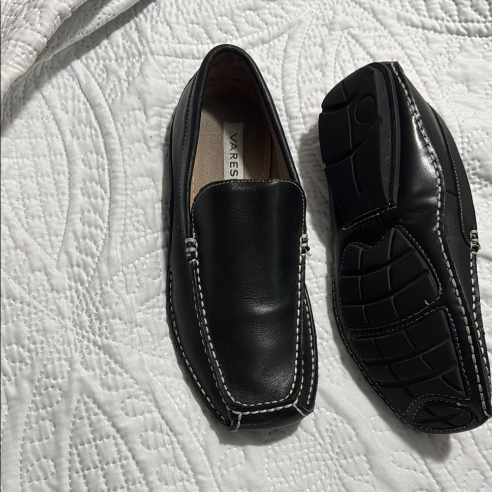 Black Leather Moccasin Slip-On Loafers